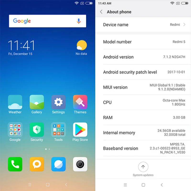 Глобальная версия Xiaomi Redmi 5 3 ГБ Оперативная память 32 Встроенная 7 &quot18:9 полный