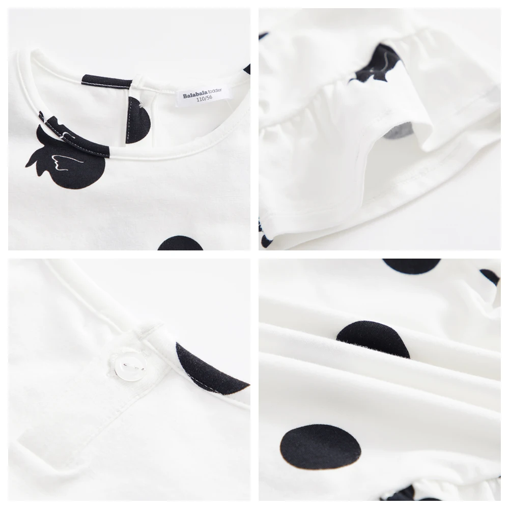 Balabala/Летняя футболка для девочек из чистого хлопка расклешенные футболки с