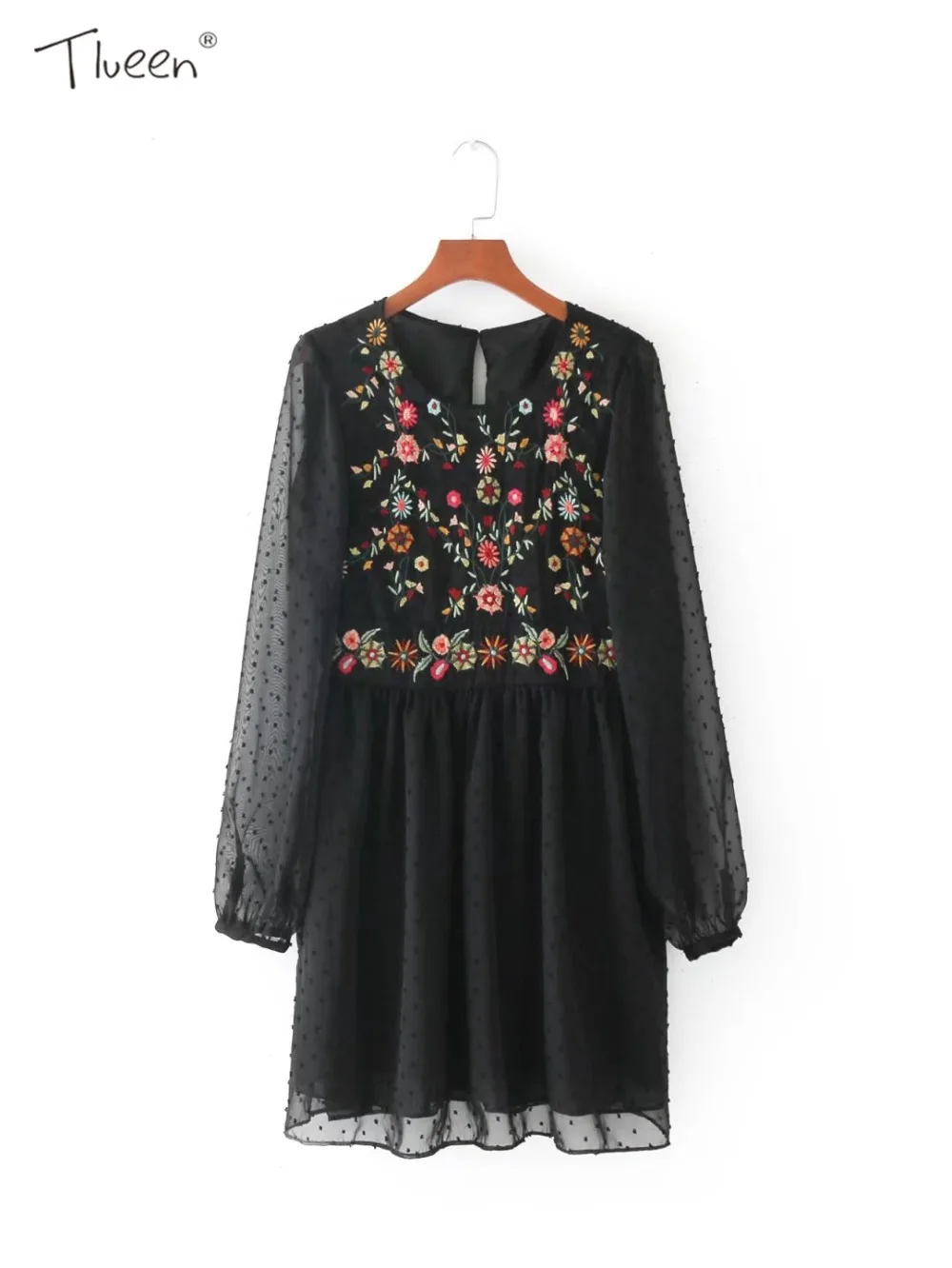 2017 Для женщин круглый Средства ухода за кожей шеи с длинными рукавами платье