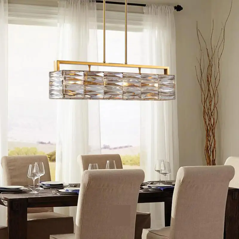Светодиодный прямоугольник для клубного бара Золотая люстра Хрустальная
