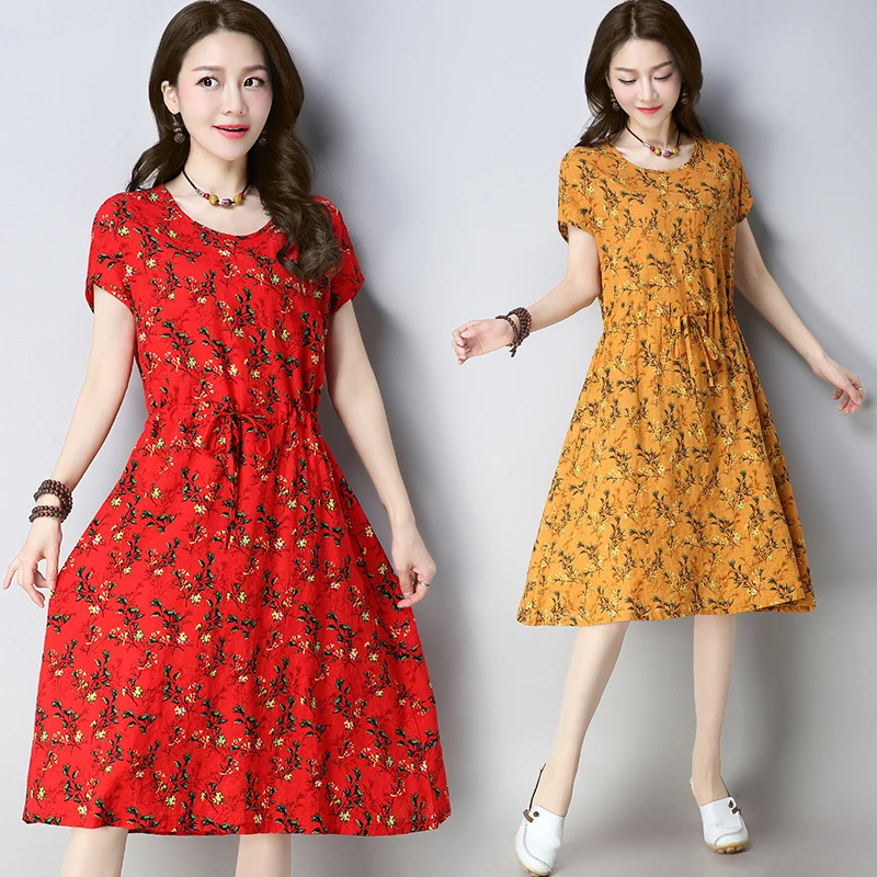 Мода 2018 новые летние женские платья хлопчатобумажная ткань мешок со шнурком