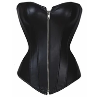 plus size 6xl slimming corset punk style push up womens body shapewear gothic faux leather corset bustier with zip