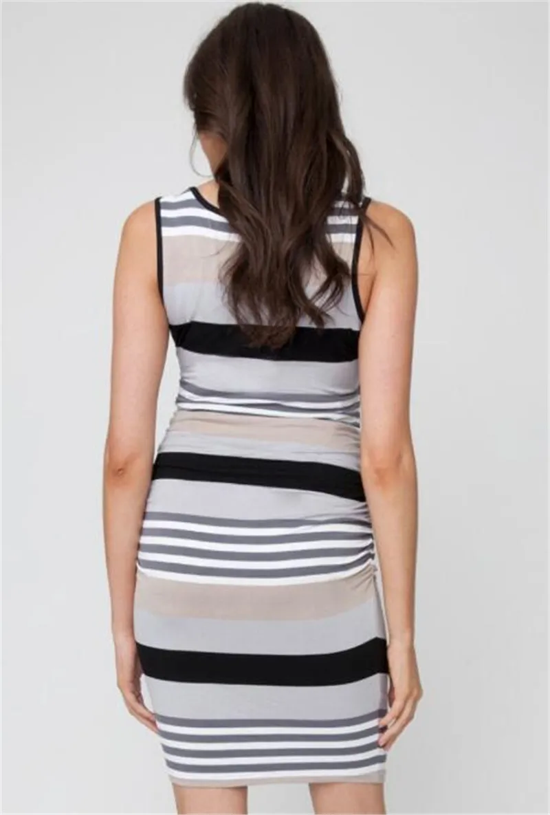 Weoneit женское платье для беременных без рукавов Пижама полосатый Удобный сарафан |