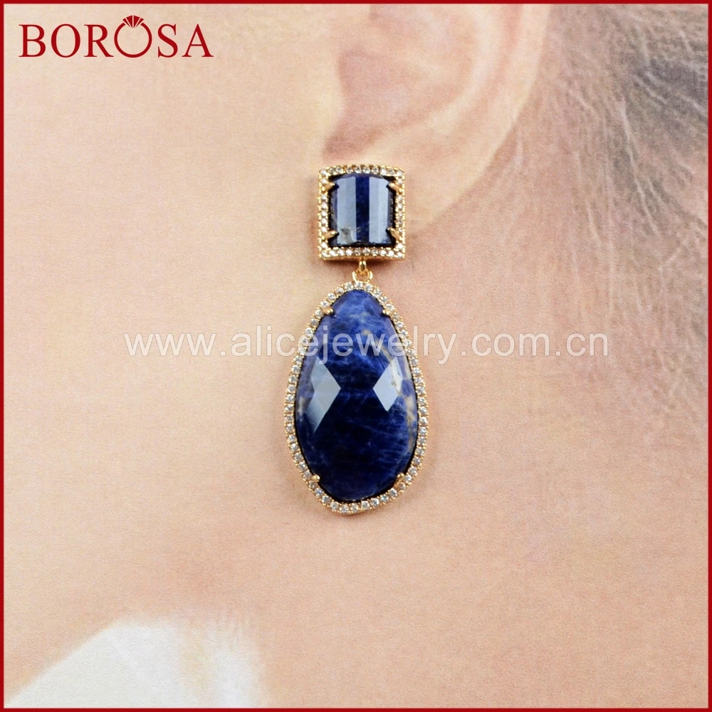 Серьги капельки BOROSA 3/5 пар с кубическим микро цирконием многоцветные граненым