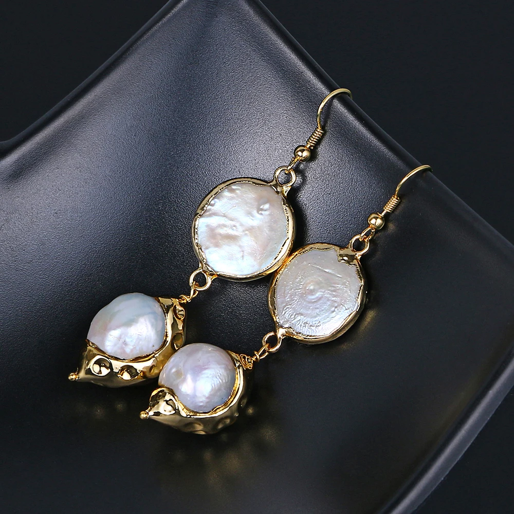 Длинные серьги ручной работы с жемчугом в стиле барокко уникальные подвески из