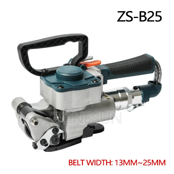 strap with 25mm ZONESUN Pneumatic Friction Welding Baler Strapping Machine Air PET Banding Machine Tool For 13-19mm Width PET Straps - Цвет: strap with 25mm