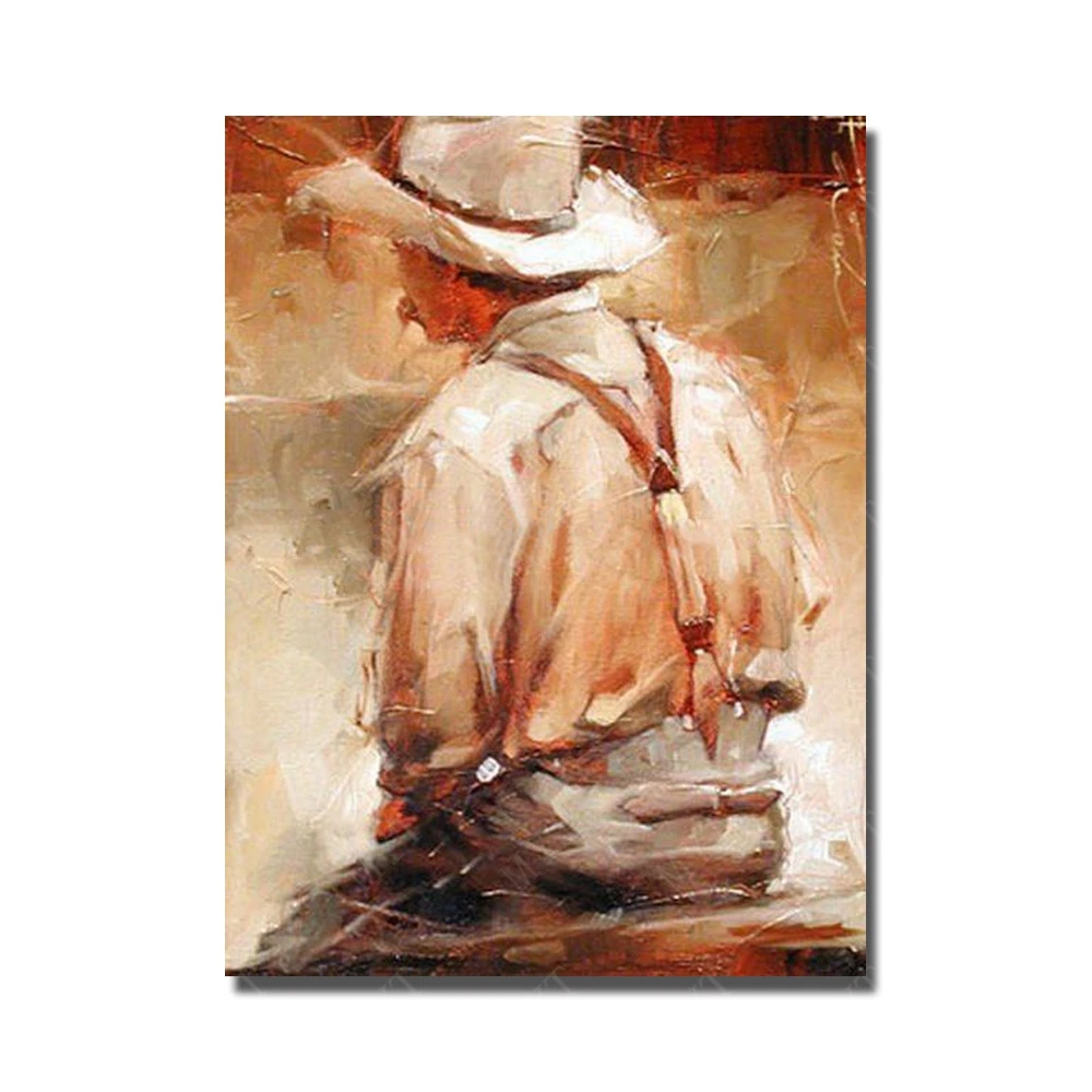 

Good quality oil painting reproduction from china artists hand drawing west cow boy figure canvas wall art decor