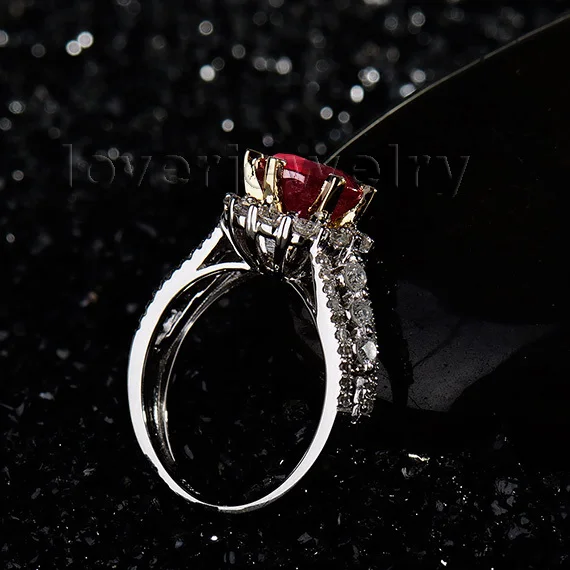 LOVERJEWELRY элегантное однотонное двухцветное золото 18 карат обручальное кольцо с