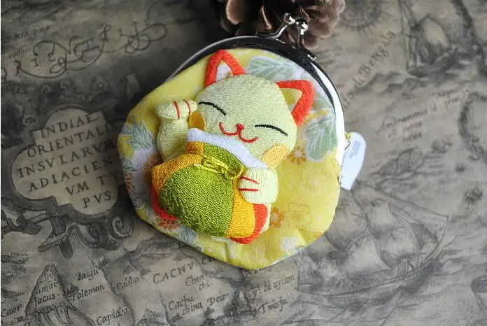 16 шт. японский стиль Lucky cat Кошельки для монет сумки нулевой кошелек японское кимоно из ткани