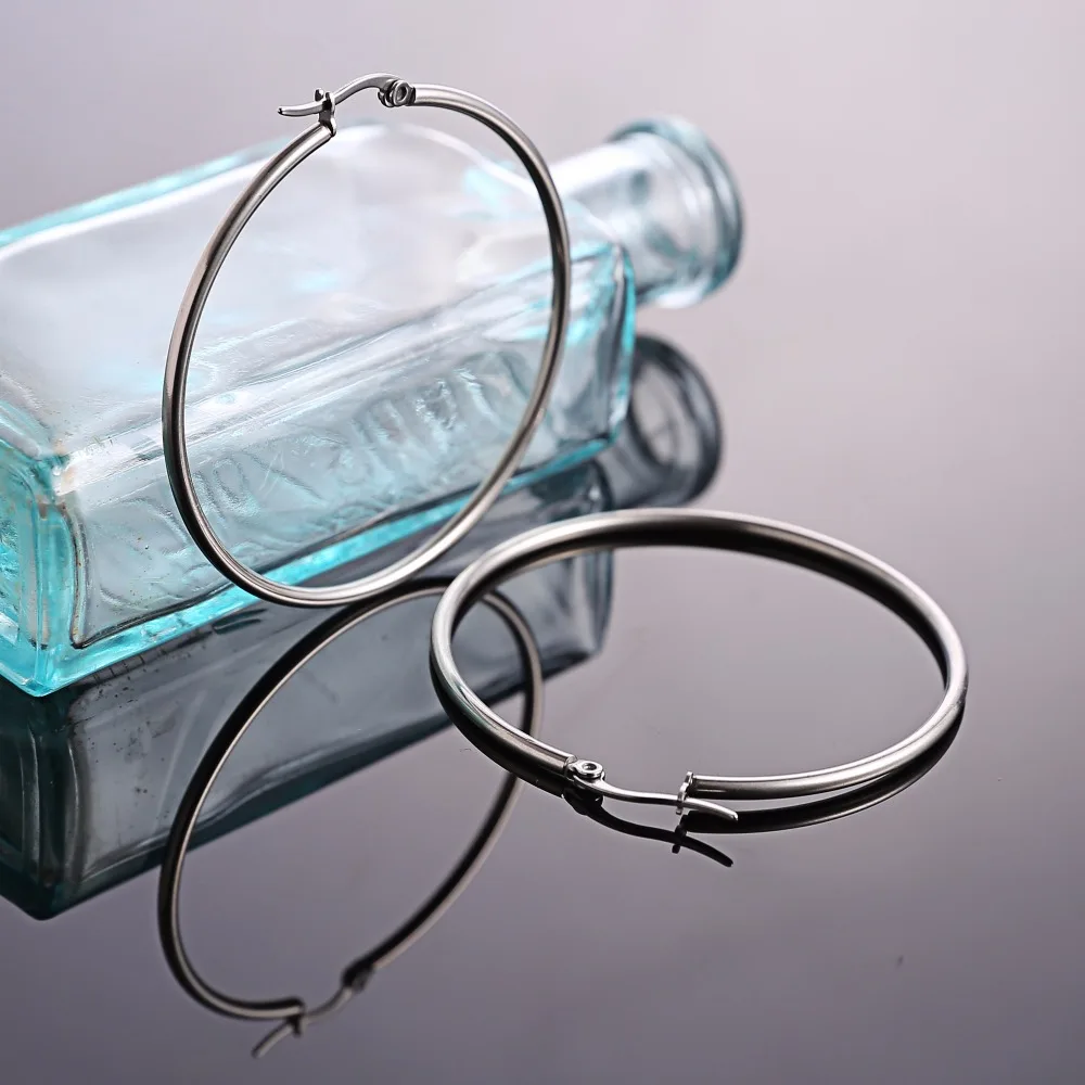 

Big Huge Smooth Circle Hoop Earrings For Women Stainless Steel Hyperbole Earrings Large Round Earrings Ring Earring Jewelry