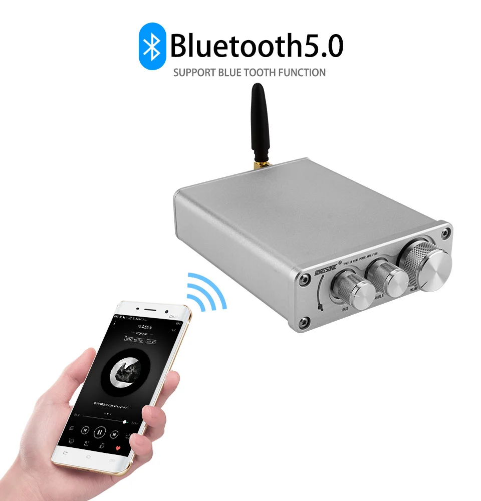 BRZHIFI HIFI мини TPA3116 Bluetooth 5,0 Мощность усилитель стерео 50 Вт* 2 ампер с высокими частотами управление НЧ для дома звуковой Театр