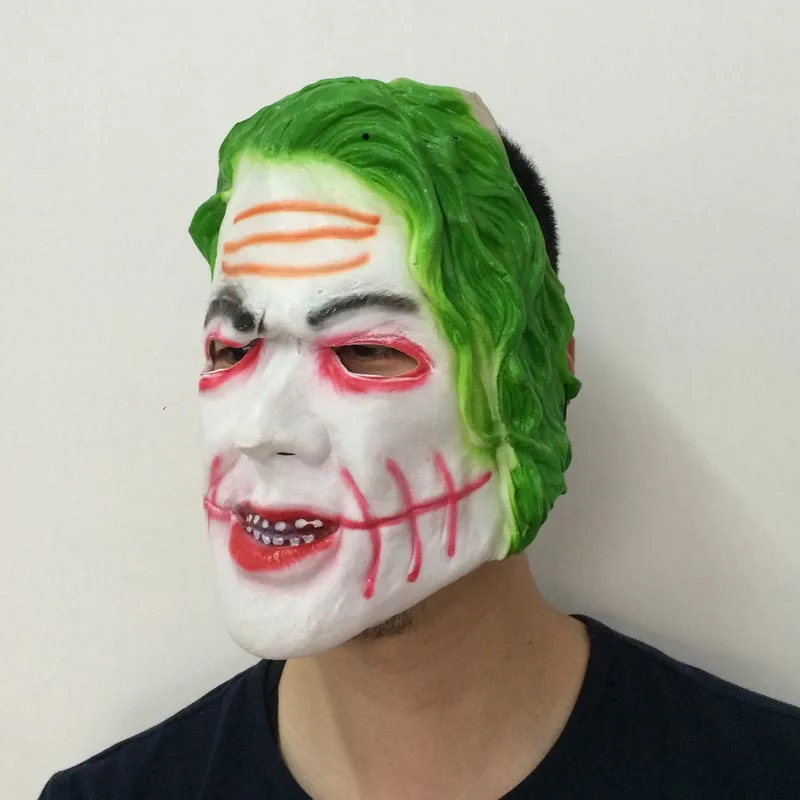 Бэтмен Темный рыцарь Джокер косплей латексная маска с капюшоном для взрослых
