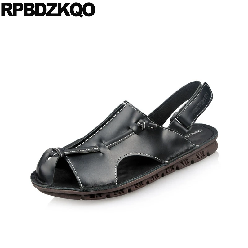 Сандалии мужские из натуральной кожи дизайнерские туфли с закрытым носком