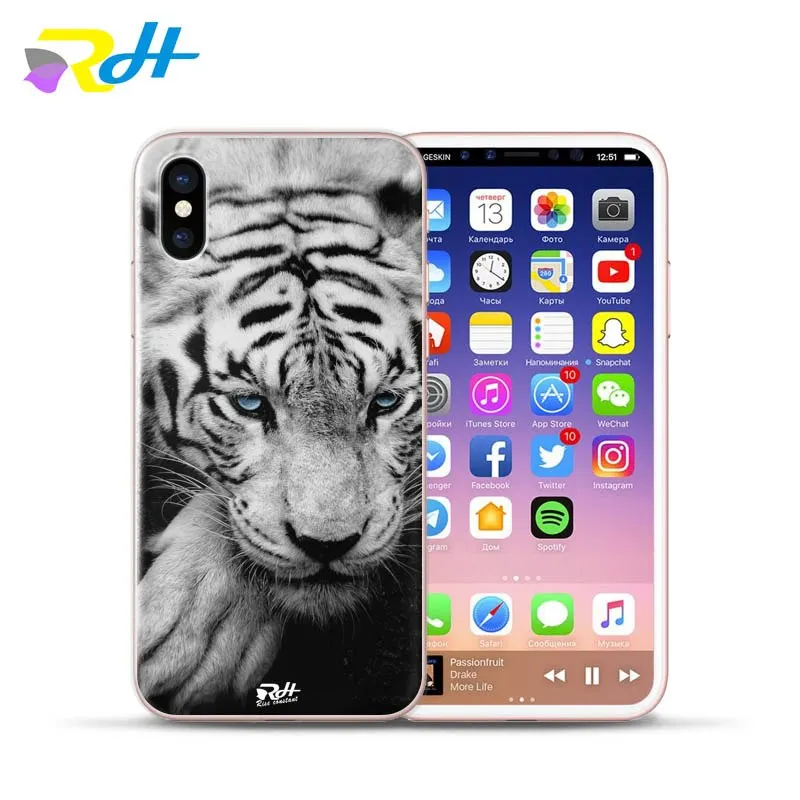 Милый чехол для телефона с изображением медведя Льва тигра кота iPhone 5 5S se 6 s 7 Plus 8 X