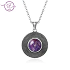 Женское колье с круглым лунным камнем, ожерелье из стерлингового серебра 10 мм с фиолетовым драконом и кристаллом лазурита, ручная работа