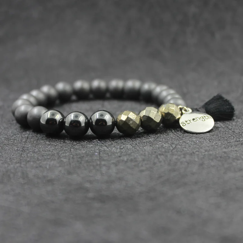 Черный матовый энергетический камень бусины гематит браслет из бисера 10 мм ниток