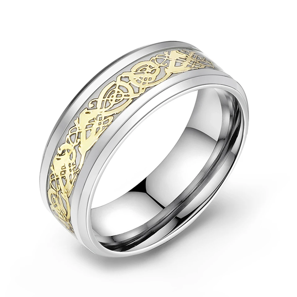 Yellow Glowing Luminous Dragon Rings Men Stainless Steel Glow in the Dark Fluorescent Ring Women Wedding Aneis Fashion Jewelry