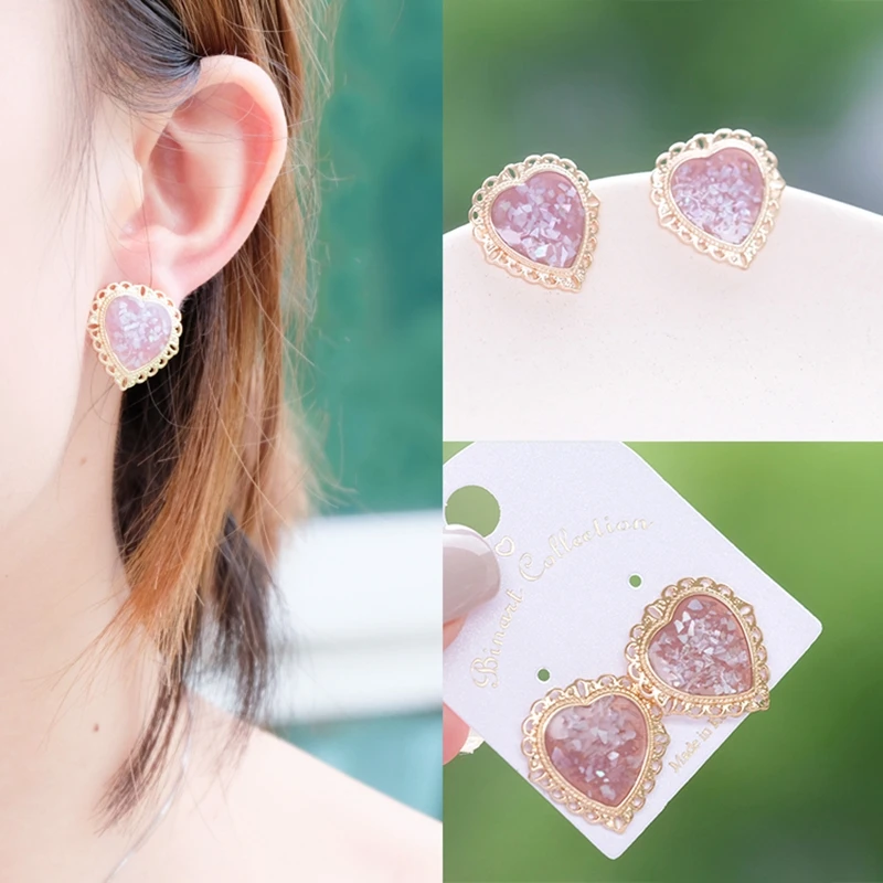 Женские серьги-гвоздики в форме сердца ювелирные изделия украшения вечерние