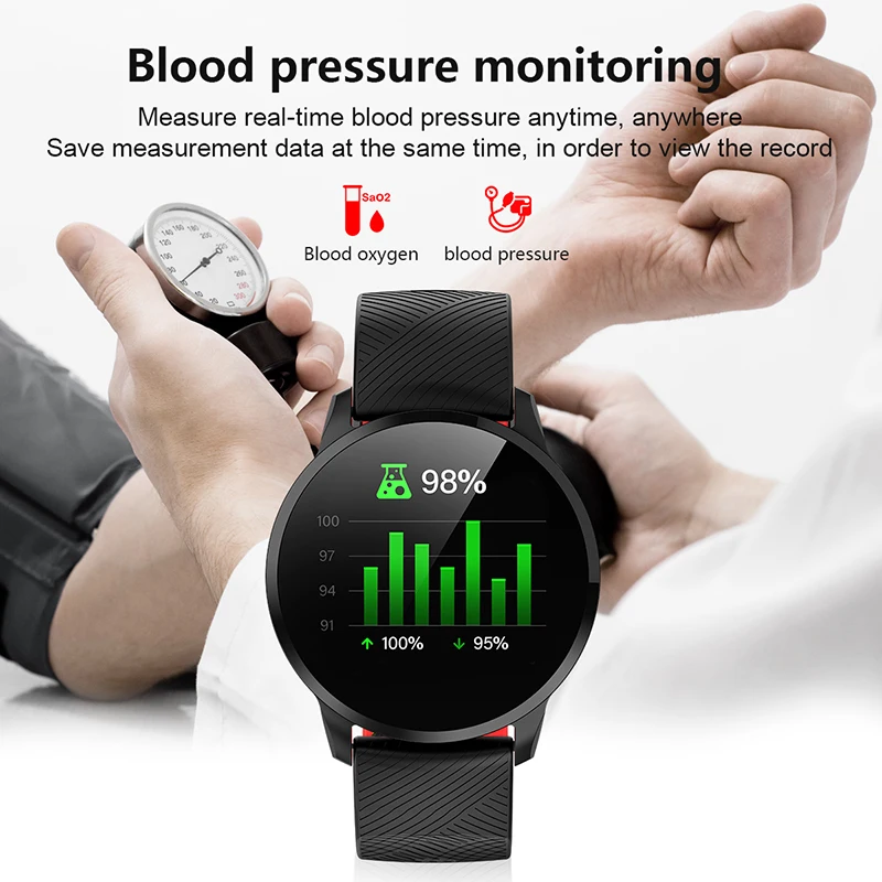 Умные часы с цветным круглым экраном для женщин и мужчин монитор сердечного