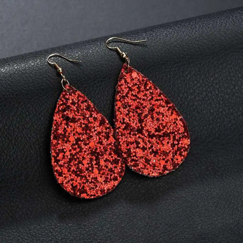 Популярные в Европе и ПУ серьги из кожи с бурением капель воды женские