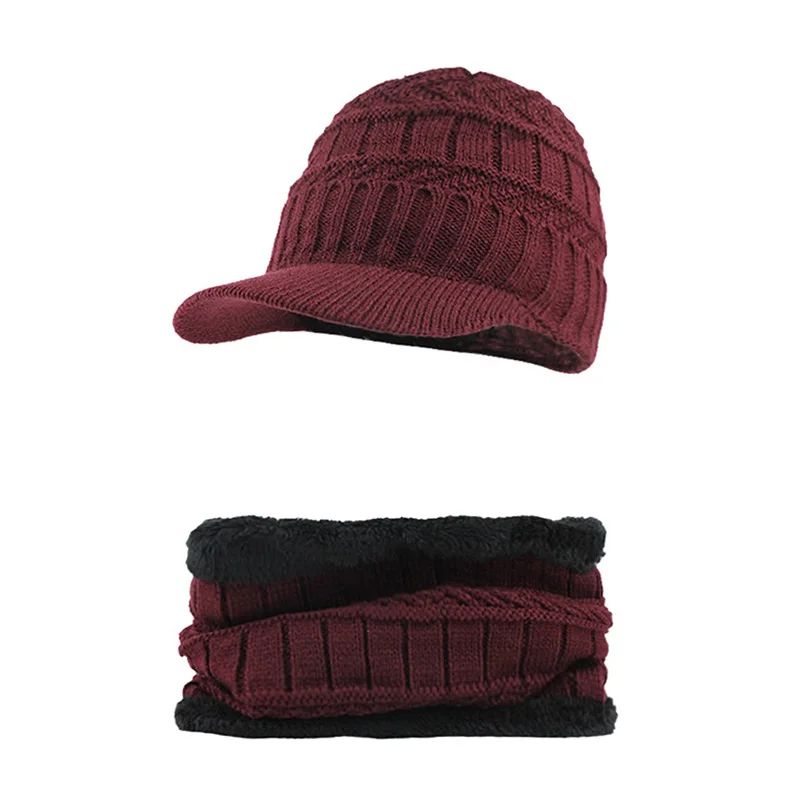 [FLB] зимняя шапочка-шарф skullies beanies Мягкий Череп теплая мешковатая шапка маска Gorros зимние шапки для мужчин женщин трикотажные HatF18025 - Цвет: Red Set