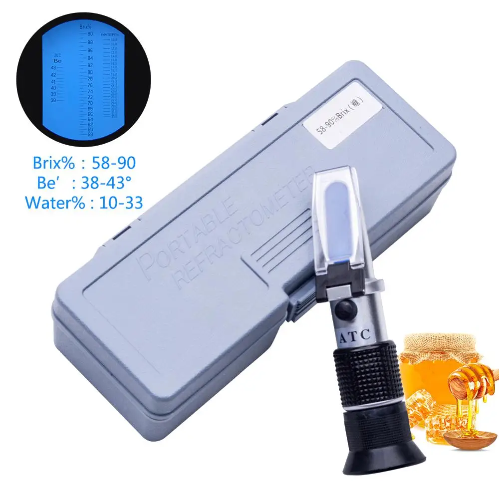 

yieryi RHB-90ATC Brix/Be'/Water 3 in 1 Honey Refractometer Bees Sugar Food