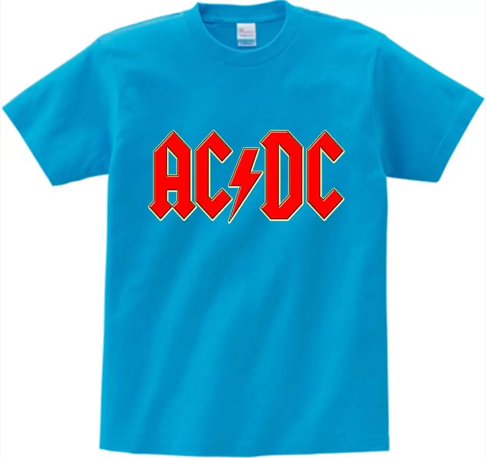 blue childreT-shirt ACDC/детская футболка, футболка с буквенным принтом и логотипом AC DC, Детская Повседневная футболка, принт AC/DC, рок-футболка для мальчиков и девочек, костюм для малышей, NN - Цвет: blue childreT-shirt