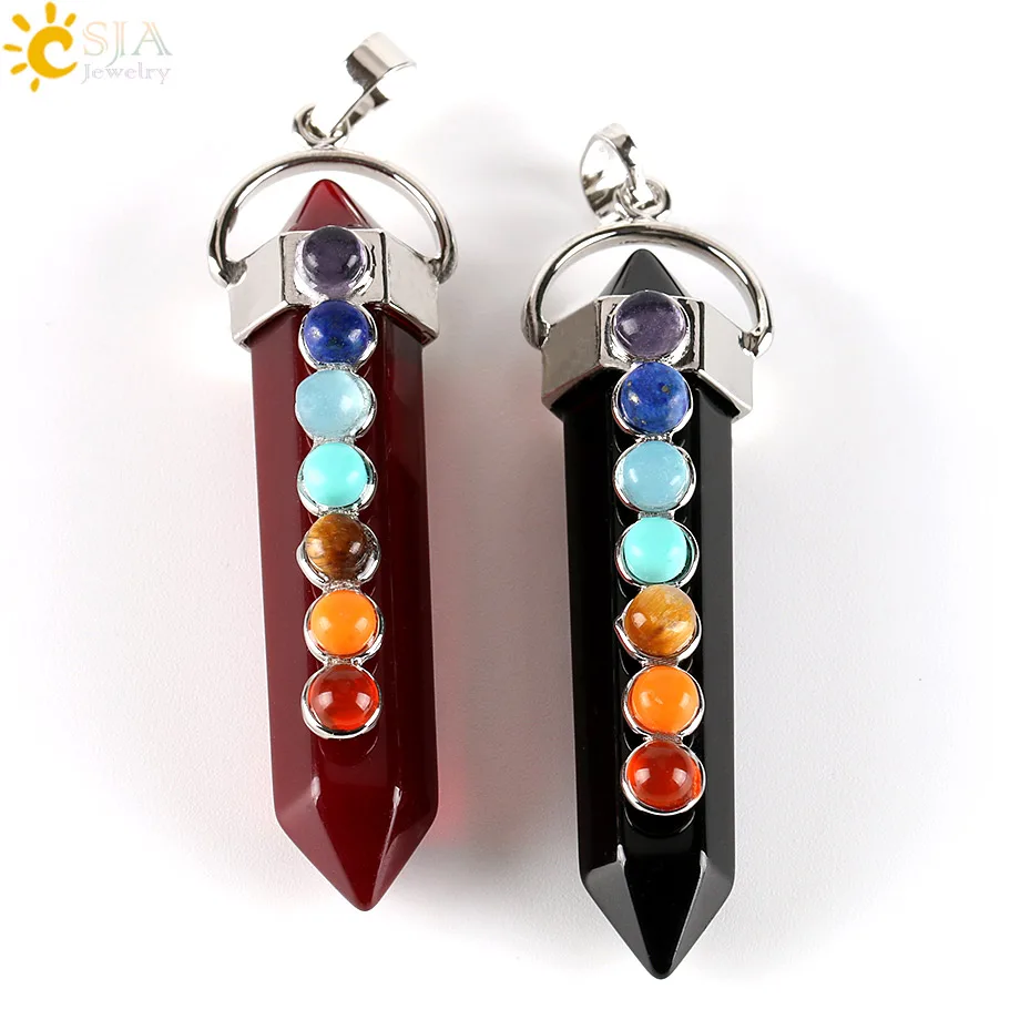 Чакры из натурального камня CSJA 7 подвески с шестигранным маятником исцеляющая