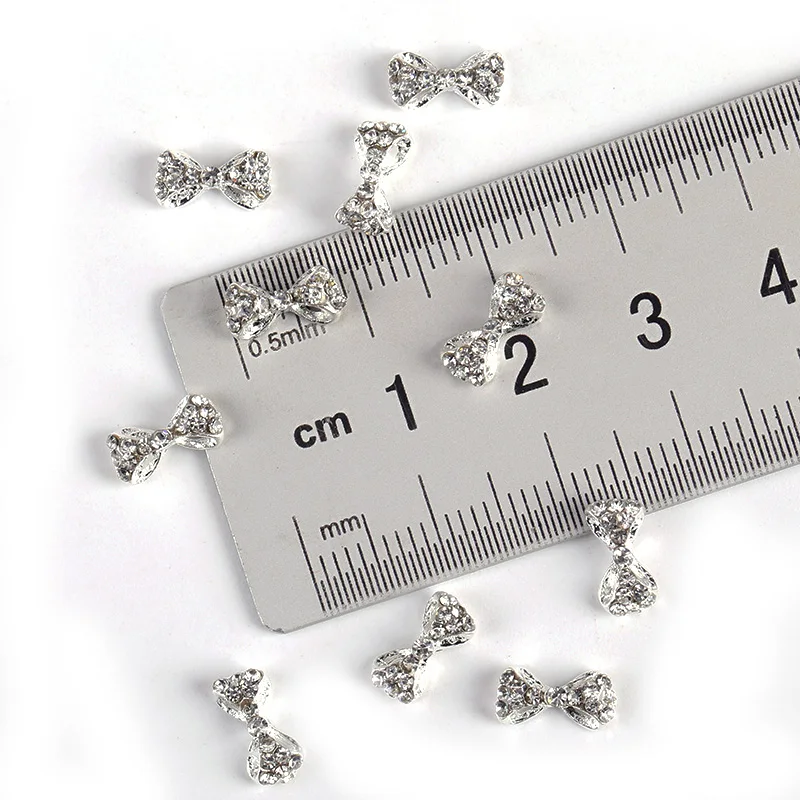 10 шт./лот Блестящий сплав 3D бант Дизайн Маникюр сделай сам украшение из страз