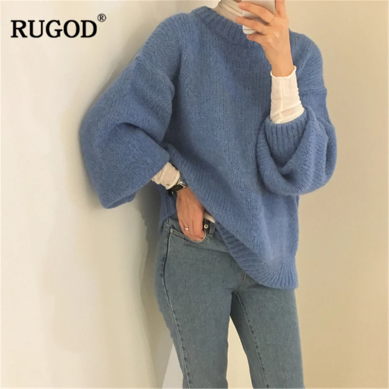 Женский свободный свитер RUGOD сезона осень-зима 2019 модный разноцветный пуловер из