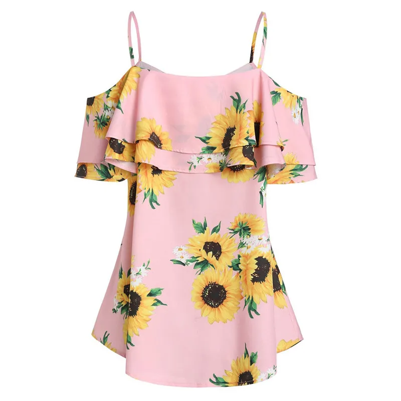 Женская блузка с принтом подсолнечника JAYCOSIN Повседневная Блузка коротким