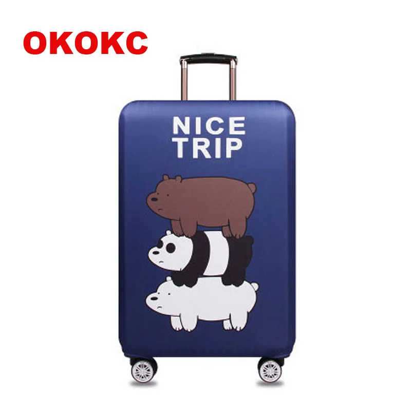 OKOKC хороший поездки медведя упругие толстые дорожного чемодана защитный Чемодан крышка применить к 18 ''-32'' чемодан, дорожные аксессуары