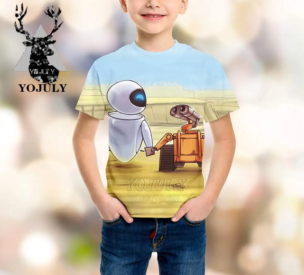 6 YOJULY Robot WALL. E/футболка с 3d принтом для мальчиков и девочек-подростков детская Милая футболка с короткими рукавами Топы, детская одежда лето A111 - Цвет: 6