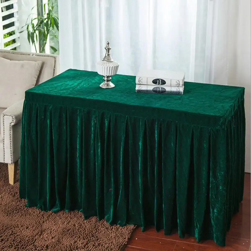 

Velvet Fabric Conference Table Cover Sing Table Skirts Event Party Tablecloth Booth Setting Multi-Usage Banquet Table Cloth