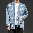 Мужская джинсовая куртка с китайскими иероглифами, осенняя модная одежда, костюм мастера кунг-фу тайчи, Мужская традиционная китайская одежда