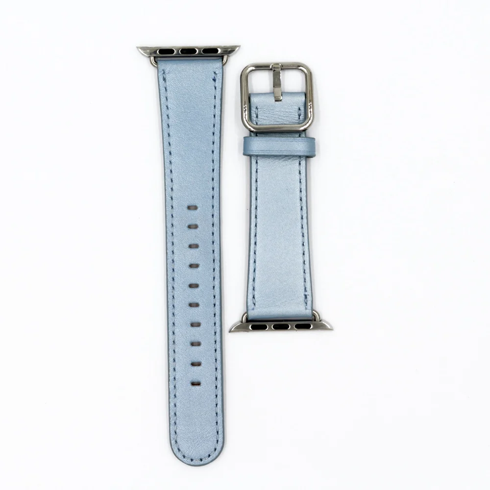 Light blue URVOI кожаный ремешок для apple watch серии 4, версия 1, 2, 3, ремешок из телячьей кожи ремешок для наручных часов iwatch, классические квадратные пряжки GEN.2 40/44 мм - Цвет ремешка: Light blue