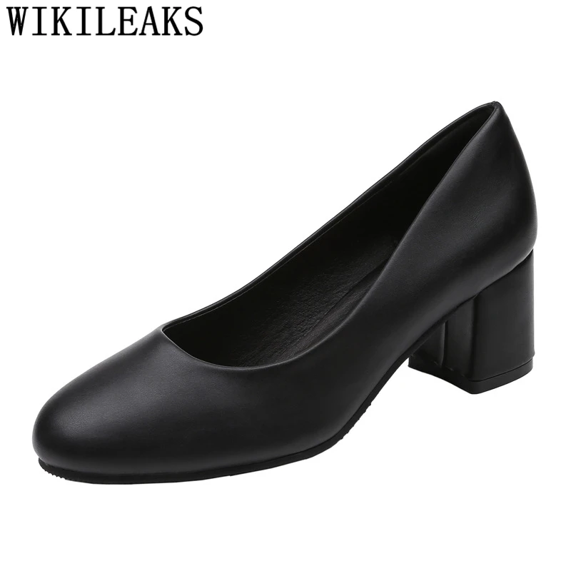 Классические женские туфли на толстом каблуке офисные для женщин новинка 2021