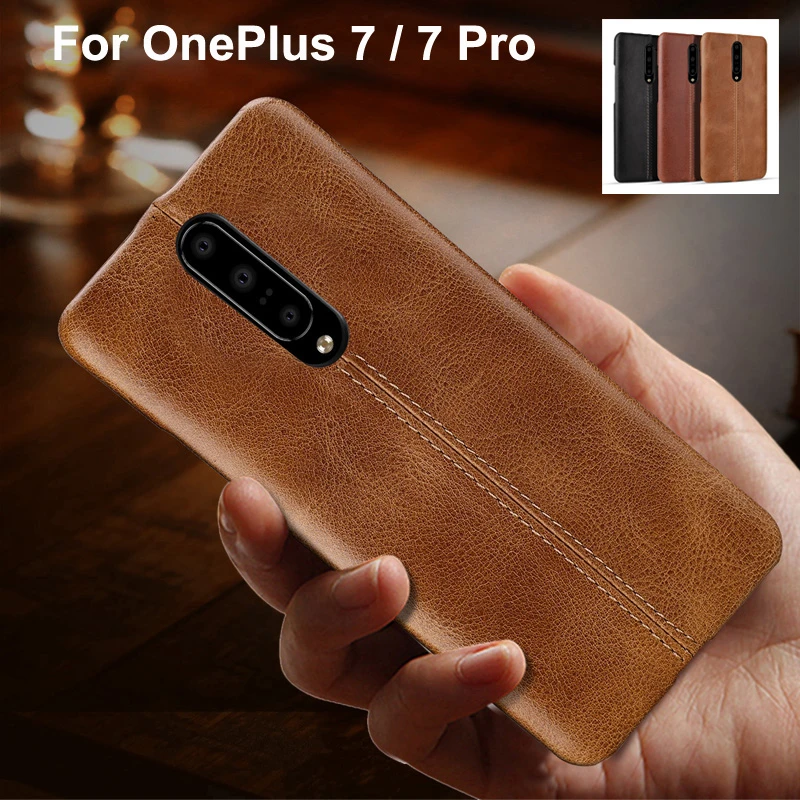 For OnePlus 7 Pro 6T 6 Case Luxury Vintage Genuine Leather Matte Hard Back Shell Skin Cover |