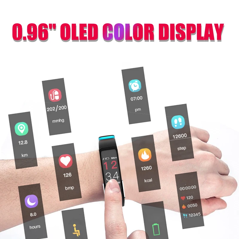 P1 умный Браслет Шагомер Смарт-часы монитор артериального давления фитнес-трекер