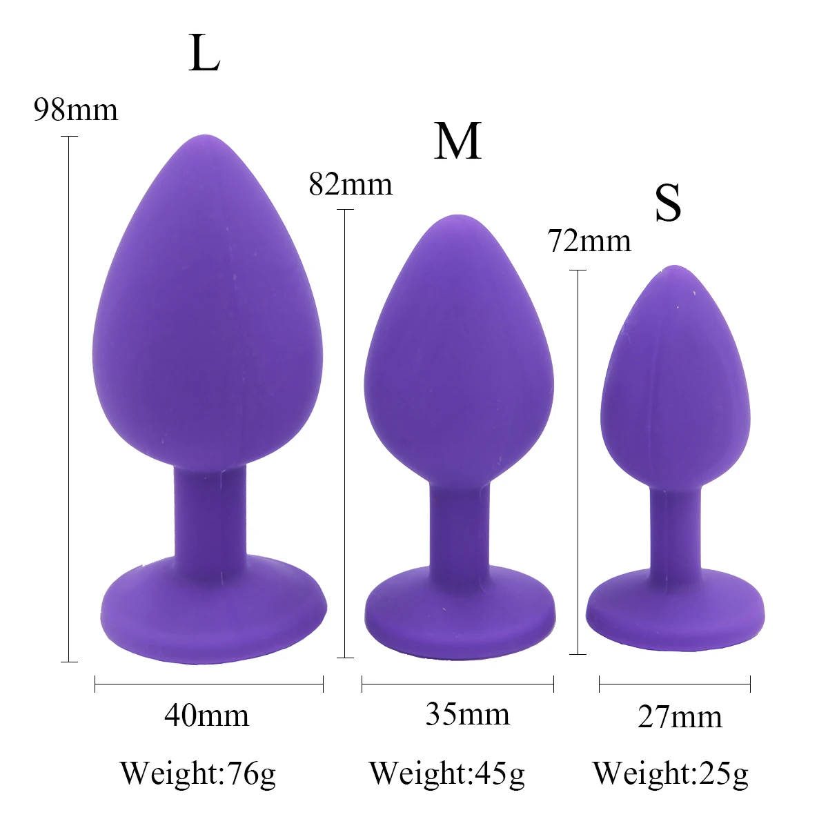 Small Medium Large Silicone Butt Plug with Crystal Jewelry Smooth Touch Anal No Vibration Sex Toys for Woman Men Gay | Красота и