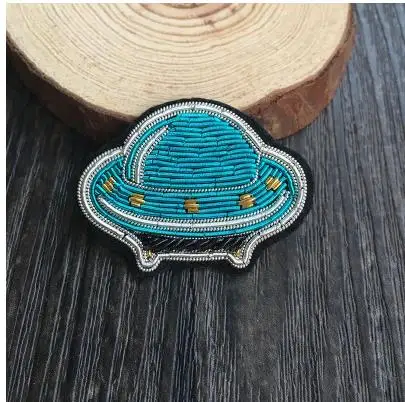 Космический корабль шелковая вышитая нашивка брошь индийская проволока ручная