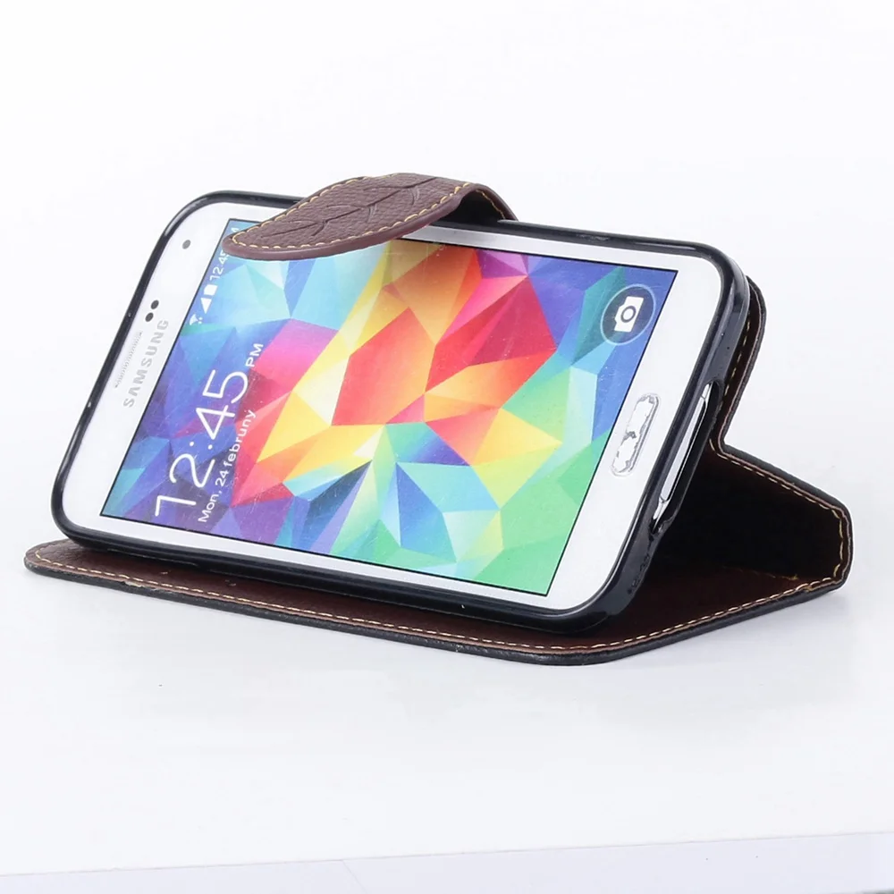 Fcoque leather phone case for Samsung S5 ultra thin wallet flip card holder cover i9600 | Мобильные телефоны и аксессуары