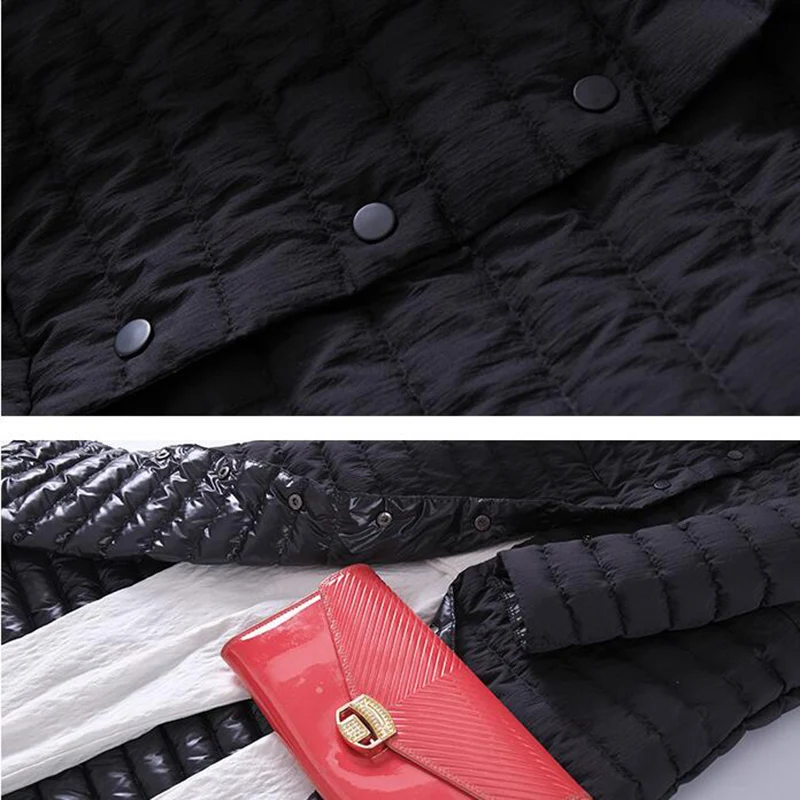 Женский сверхлегкий пуховик SEDUTMO длинный на утином пуху тонкая черная парка