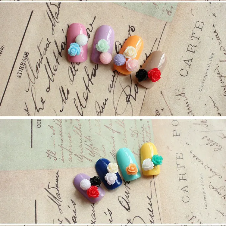 100 шт./лот смесь случайных цветов полимерные Розы Цветочные украшения для ногтей |