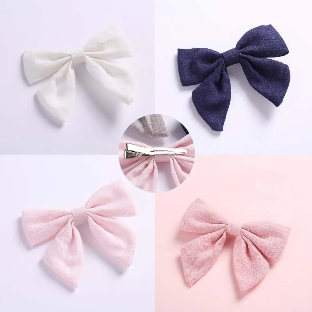 Set 31 with hairclip 4 шт./партия, ручная вязка, хлопок, лен, бант из нейлона, повязка на голову, бант для школьницы, аксессуары для волос - Цвет: Set 31 with hairclip