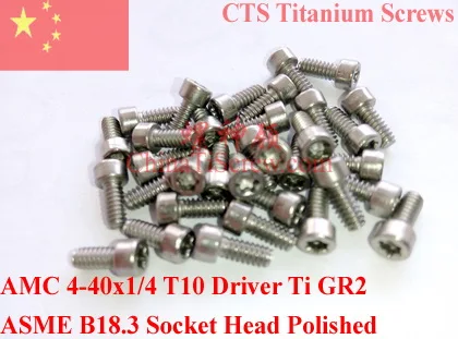 

Titanium screws 4-40x1/4 Torx T10 Driver Socket Head Ti GR2 Polished 50 pcs