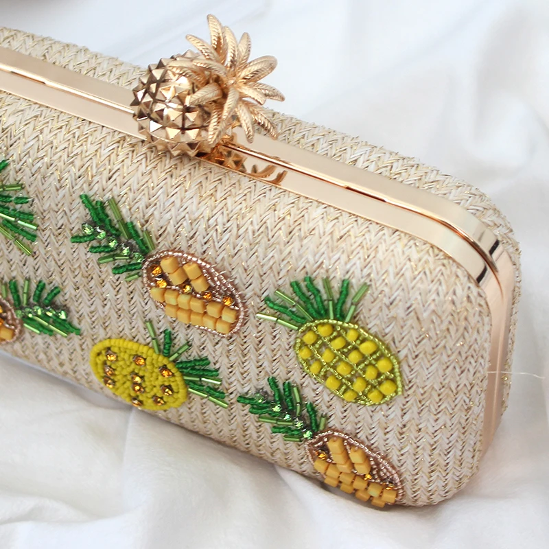 Женская пляжная сумка-мессенджер с металлическим ананасовым ремешком ручная