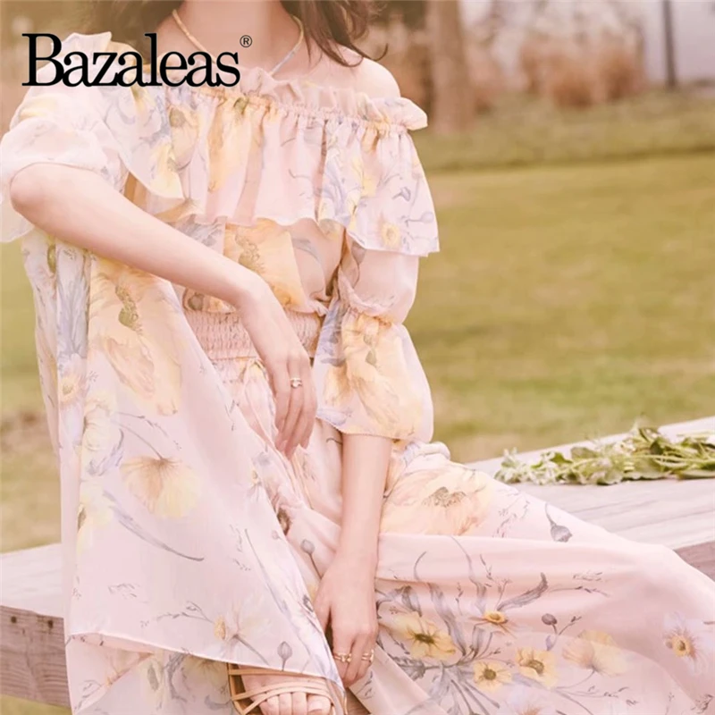 Модный шифоновый женский костюм Bazaleas розовый комплект из двух предметов с