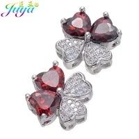 juya diy beadwork natural stone perles jewelry making findings supplies paved zircon red garnet copper metal heart charm beads