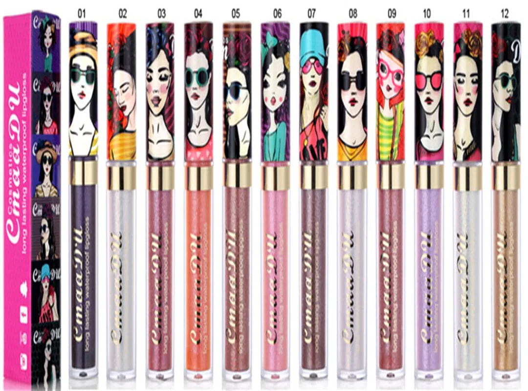 12 цветов Женская влагостойкая блестящая губная помада для девушек водостойкая